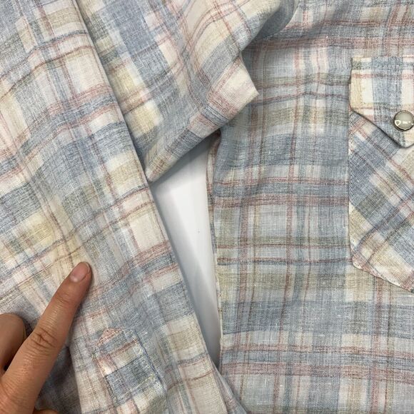 Vintage Dee Cee Western Shirt Mens 15 Plaid Long Sleeve Snap Button Up Made USA - Picture 4 of 11